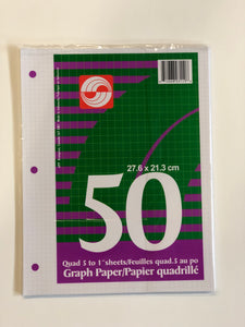 AP10 - Pkg Graph Paper 5sq./1” 50 Sheets