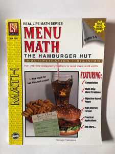 Menu Math, hamburger - grades 3-6