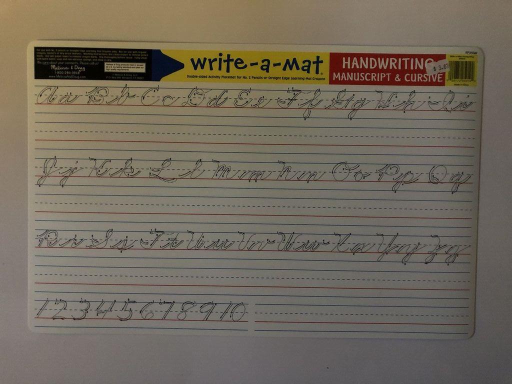 Write-A-Mat - Grades K-1 - Handwriting - Manuscript & Cursive - 2 Sided